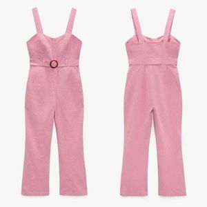 Zara Fitted Jumpsuit with Belt Chalk Pink REF 3564/094